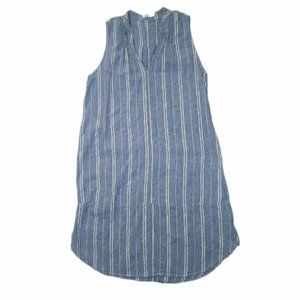 Anthropologie 4our Dreamers Womens Blue Casual Stripe Linen Blend Tunic Dress S
